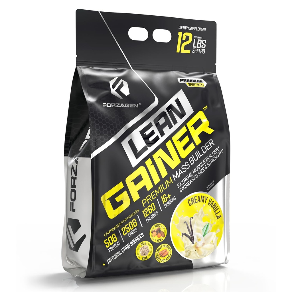 Forzagen Lean Gainer Premium Mass Builder (Mass Gainer Protein Powder) pour les hommes et les femmes (12 Lbs, Vanille crémeuse)