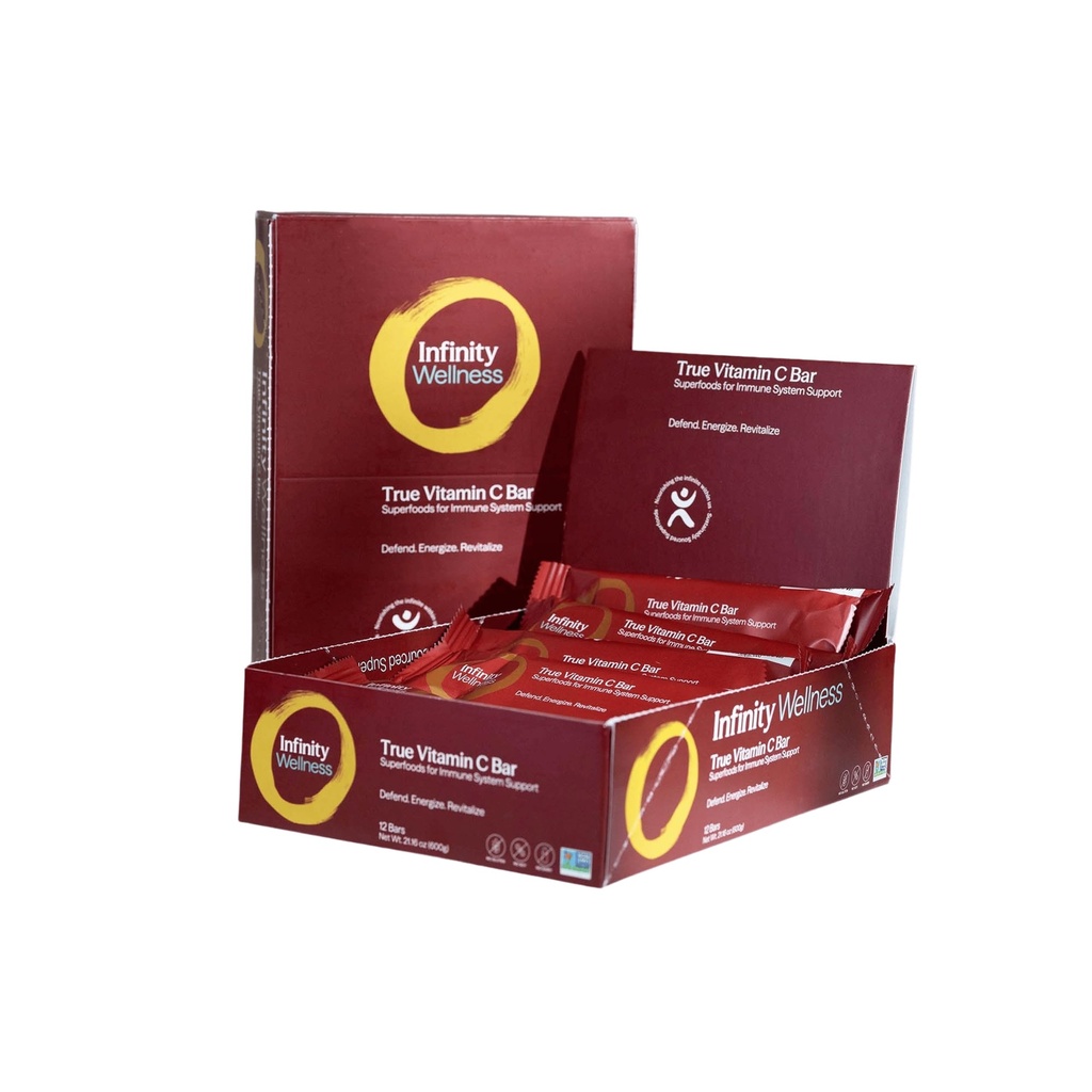 Infinity C Superfood Bars, Gesunde Energy Bars mit 1125 mg Ganzes Essen Vitamin C, Immun Boosting Plant Based Ingredients, Camu Camu, Acerola, Amla Powder, & Shilajit, Rohstoffe, Glutenfrei, Non GMO