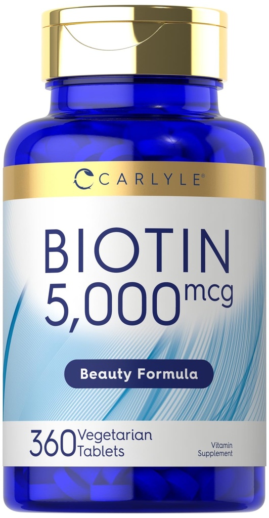 Carlyle Biotin 5000mcg | 360 Vegetarische Tabletten | Beauty Formula Supplement | Non-GMO, Glutenfrei