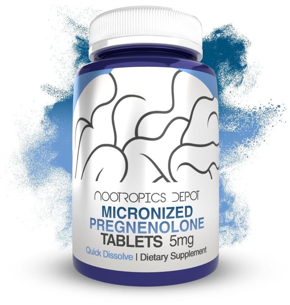 Nootropics Depot Pregnenolone Tablet dissolve rapida | 5mg | Micronized | Mood, Cognizione e supporto ormone | 120 Count