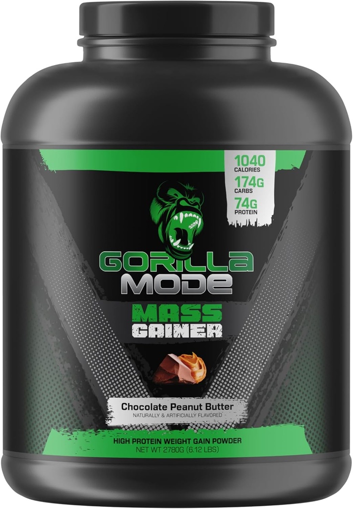 Gorilla Mind Mass Gainer (Chocolate Peanut Butter) – 70g Protein | 1040 Kalorien | 175g Carbs | High Protein Weight Gain Powder