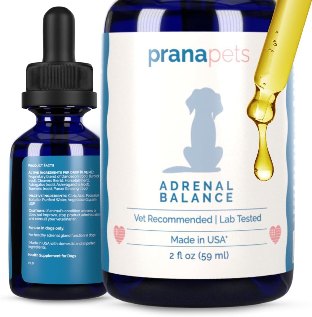 PranaAnimaux Équilibre Adrénal pour les chiens avec Cushing (Cushing) Soulage naturellement les symptômes de Cushing's chez les chiens (Cushing) Formule à base de plantes pour les chiens avec Cushing (Cushing)