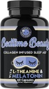 Beauty Bedtime, Collagen Infuse Twilight Night Time Sleep Aid, Tutte le pillole naturali w. L-teanina, melatonina, magnesio e acido ialuronico naturale Sleepy Girl Mocktail, 60 capsule, 30 Serv