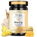 Winged Wellness Rise Up, Energy & Focus Gummies for Women - Daily Brain Boost Gummy Supplement con caffeina naturale, Ashwagandha, B12, Nootropics Alpha-GPC & Lion’s Mane - Ananas, 60 Gummies