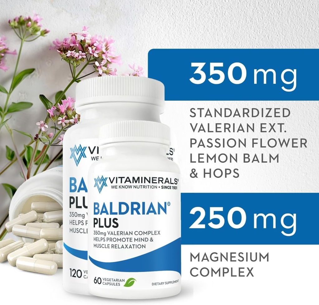 Vitaminerals 33+ Baldrian® Plus Natural Relaxing Support Standardisierte Valerian Extract (60)