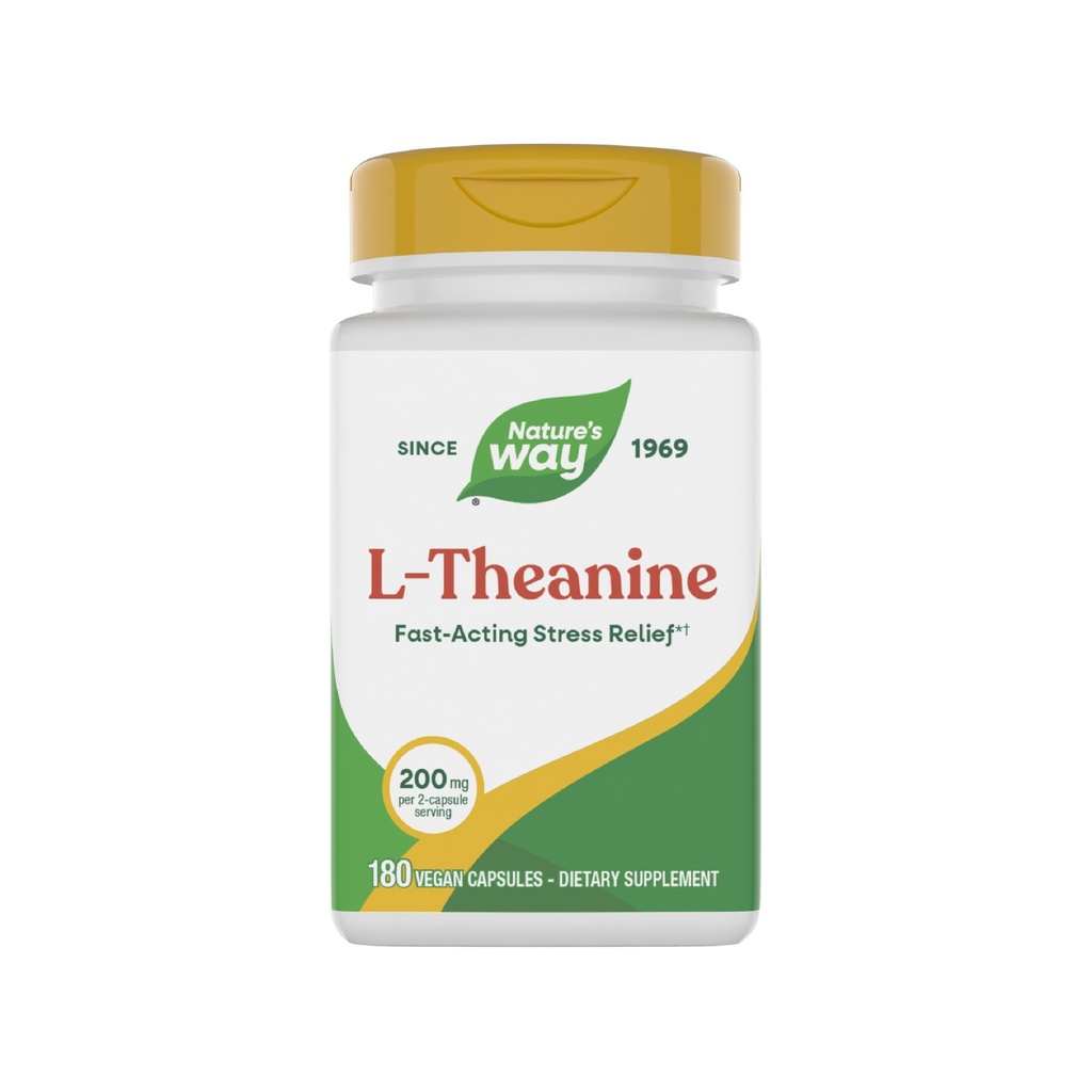 Nature's Way L-Theanine, Stress Support*, promuove il relax*, 200 mg per 2 capsule Serving, Vegan, 180 capsule
