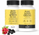 Super Greens Multivitamin Gummies per bambini e adulti - Supporto immunitario e integratori digestivi - Vitamina A, B, C, E, K - Vegan Chewables con 30 Superfoods (2 Bottiglie, 60 Conte Ogni)