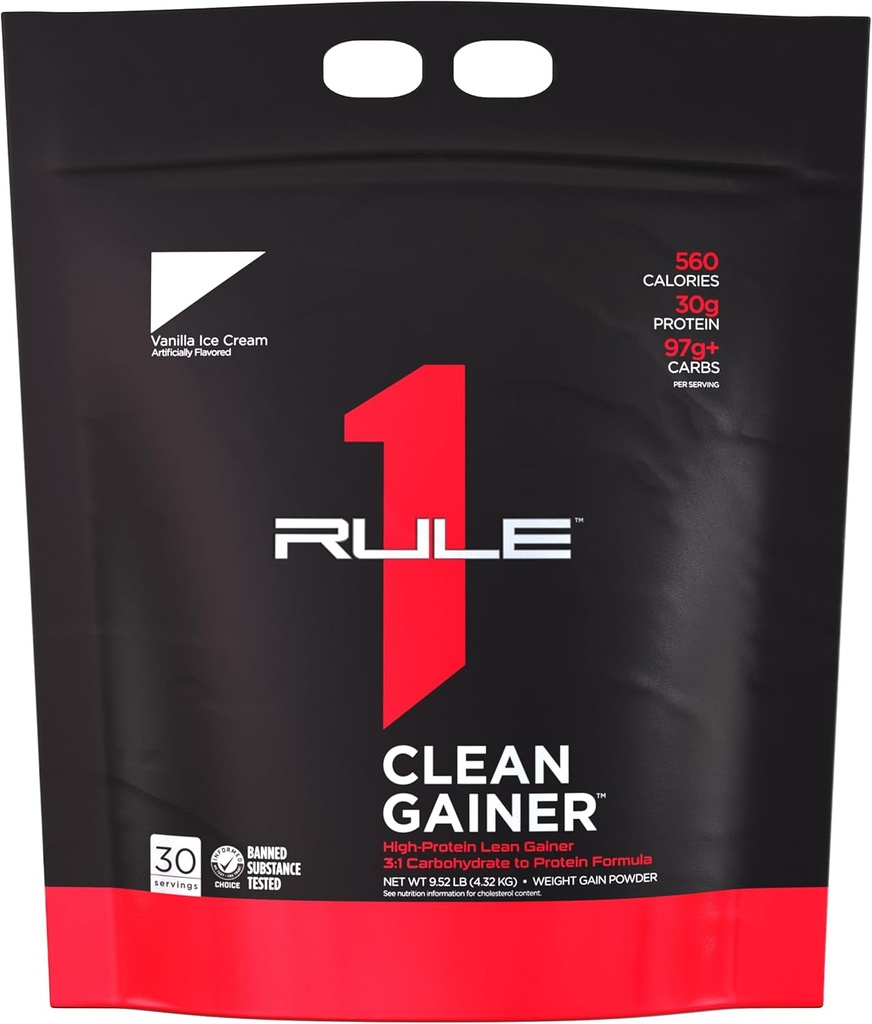 Regola 1 Gainer Pulito - Formula di Gain Lean ad Alta Proteina con 560 Calorie, 30g di Proteine Full-Spectrum, Oltre 90g Carbs, Sotto 6g di Grassi (30 Serve, Crème di Ghiaccio Vanilla)
