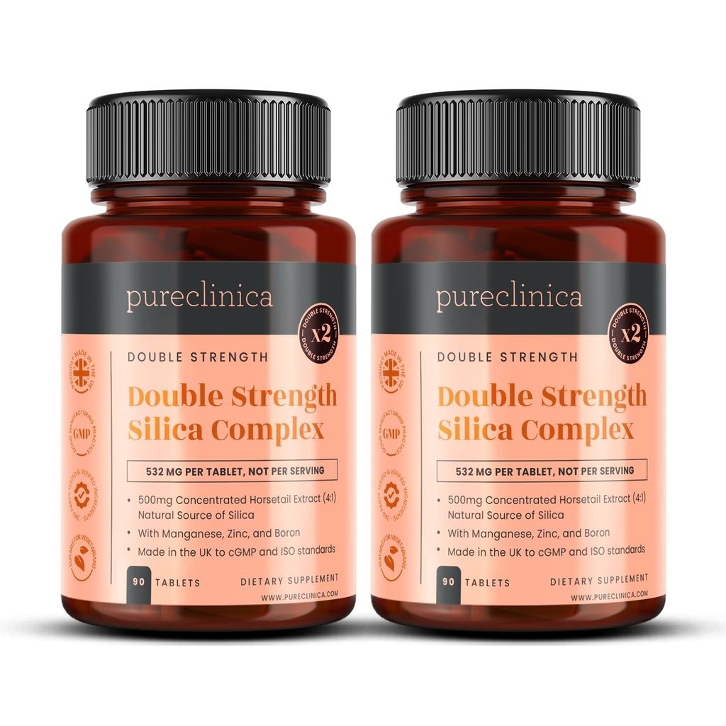 Double Strength Silica Complex – 6 Monate Versorgung! (2000mg Pferdeschwanz Extrakt x 180 Tabletten(2 Flaschen von 90))