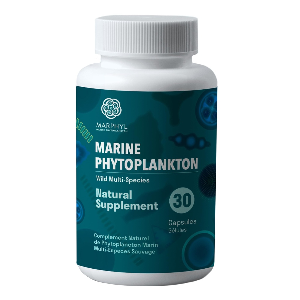 MARPHYL Marine Phytoplankton Wild Multi Species Natural Supplement - 150 mg per capsula - Organic - 30 Vegan Capsule - da Vancouver Island, Canada