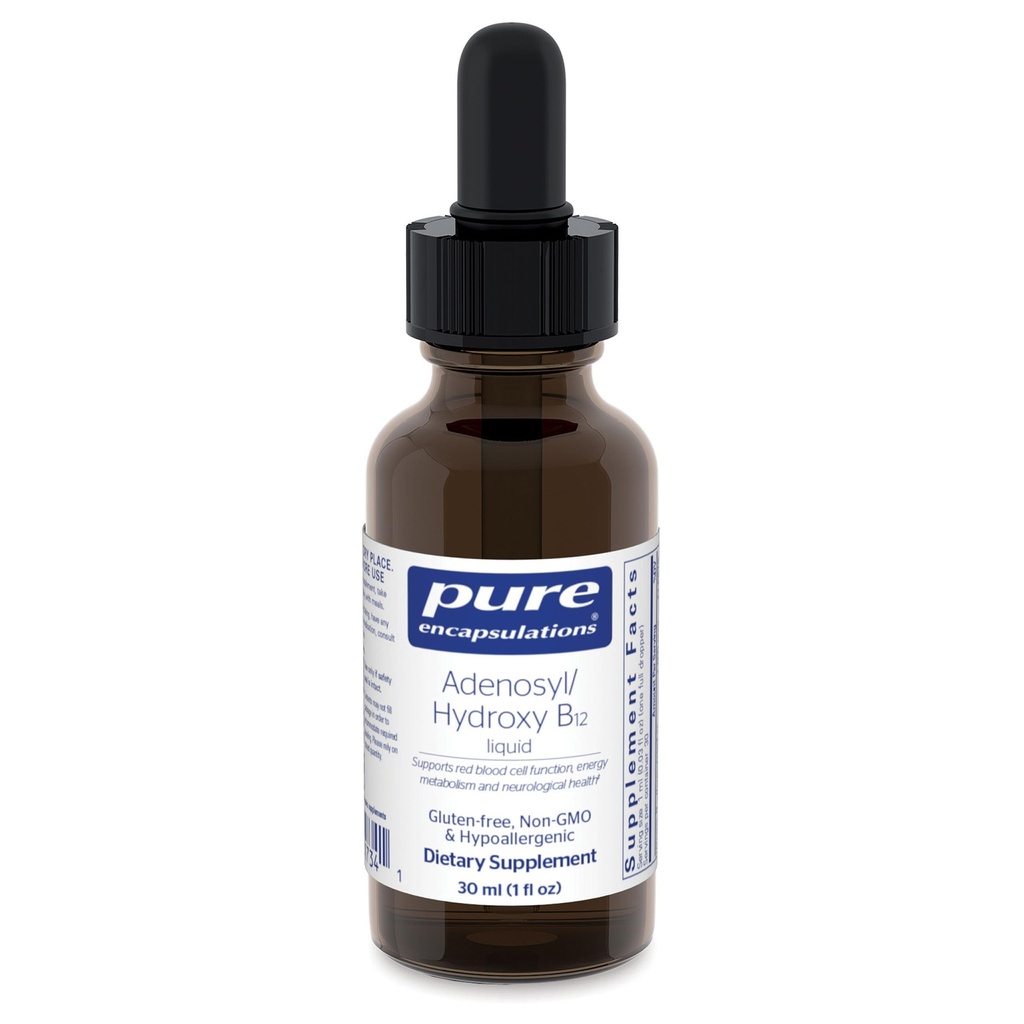 Pure Encapsulations Adenosyl/Hydroxy B12 Liquid 30 mL - unterstützt Energiemetabolismus und neurologische Gesundheit* - für Hirnunterstützung* - Glutenfrei - Vegan - 1 Fl Oz