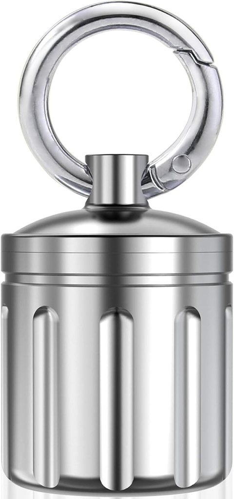 Waterproof Pill Organizer, Stainless Steel, Keychain, Portable Pill Container Single Chamber Box Outdoor Camping, Size: 1.2 x 1.2 x 1.65 inches