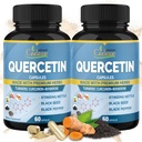 Organic Cadane 2 Pacchetti Quercetin Supplementi Capsule, 4 Mesi Fornitura con Turmerica, Berberina, Nettle, Seme Nero, Pepe Nero - Supporta la salute cardiovascolare, Sistema immunitario