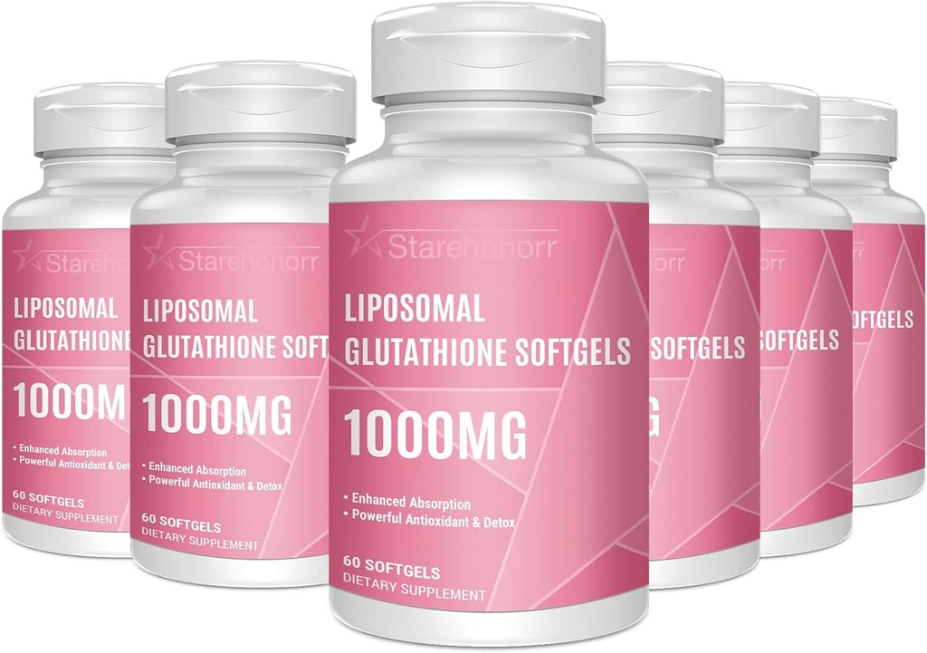 Glutathione Liposomal Softgels 1500MG, Integratore Glutathione Ridotto con Vitamina C, Migliore Assorbimento, Antiossidante Non OGM Potente per invecchiamento sano, Detox, Salute Immune, 360 Softgels