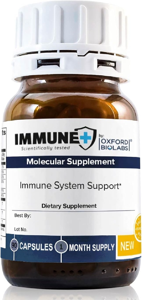 Oxford Biolabs® Molecular Dietary Supplement Immun+, Natural Black Elderberry Extract Zink - Immunsystem Support - Vegan - 1 Monat Versorgung