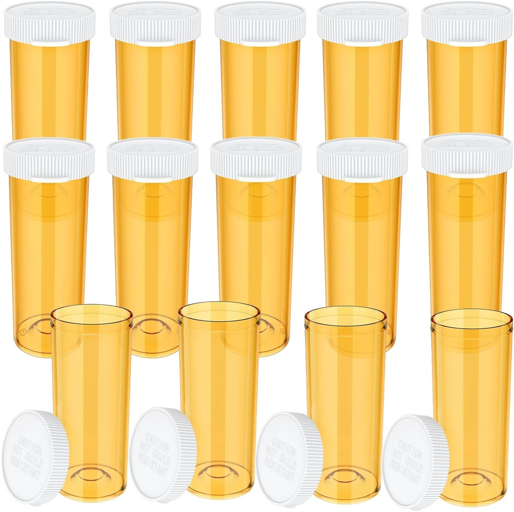 Bouteille de pilules vide avec bouchons(14 Pack), 8 Dram petite bouteille de médecine en plastique facile à ouvrir ordonnance de médicaments contenant des flacons