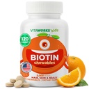 Kinder Biotin 5000mcg Kautabletten | Leckeres Biotin Supplement | Vegan, Nicht-GVO | Haarwachstum, Haut und Nagelheilkunde | Haarvitamine für Kinder | 120 Kaubares