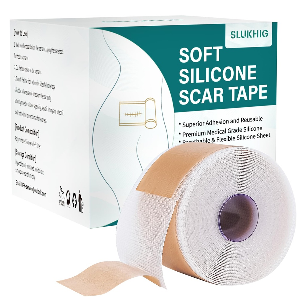 Silikon Narbenblätter (1.6"x 158" Roll-4M), Silikon Narbenband für Narbenentfernung Behandlung, wiederverwendbare Silikon Narbenstreifen für C-Section, Keloid, Burn, Akne, chirurgische Narben