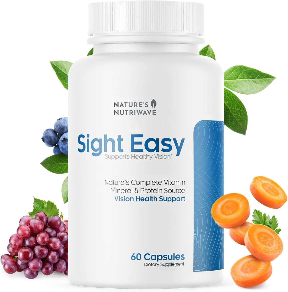 SIGHT EASY - Augen-Vitamine & Mineral-Ergänzungen mit Lutein & Zeaxanthin, Vitamin C, Vitamin E, Zink und Bilberry für gesunde Vision und Augenfunktion Unterstützung - 60 Kapseln, 1 Monat Versorgung