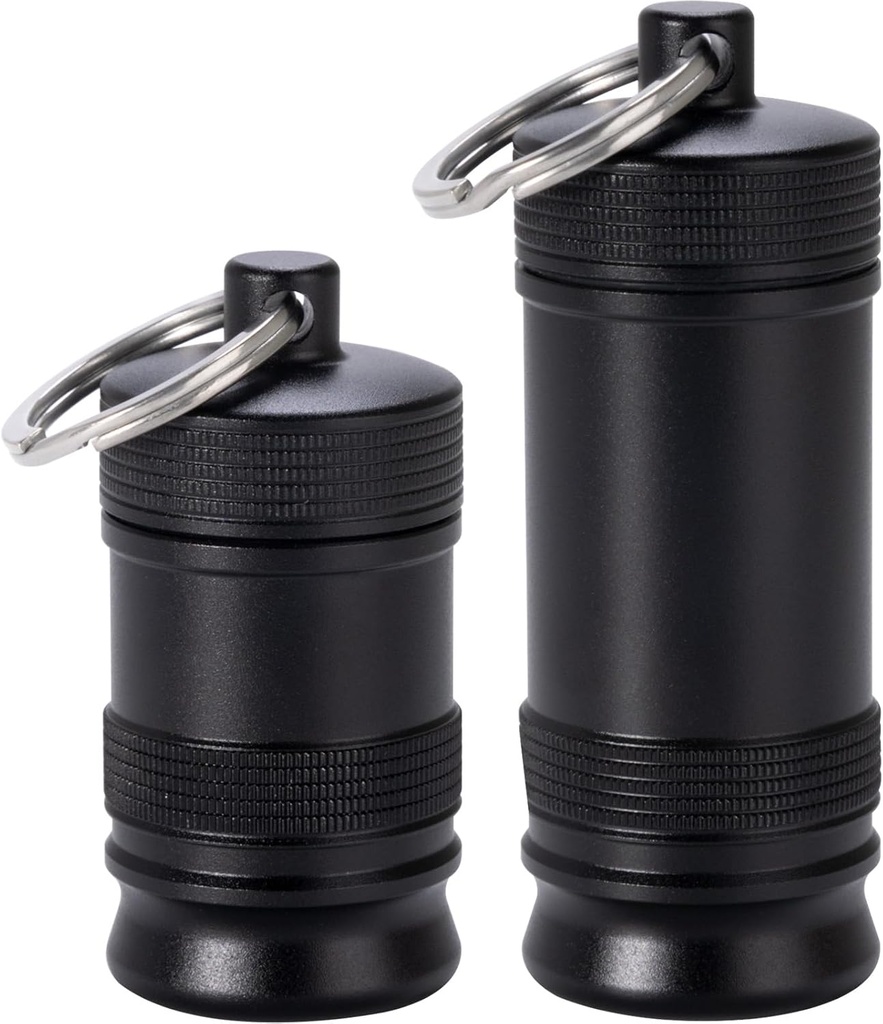 Tragbare Pillenhalter Schlüsselanhänger - Wasserdichte Aluminiumlegierung kleine Pillentasche, Metall Pillenbehälter für Geldbeutel tägliche Pillen Box Medizin Flaschenorganisator für Outdoor Camping Reisen