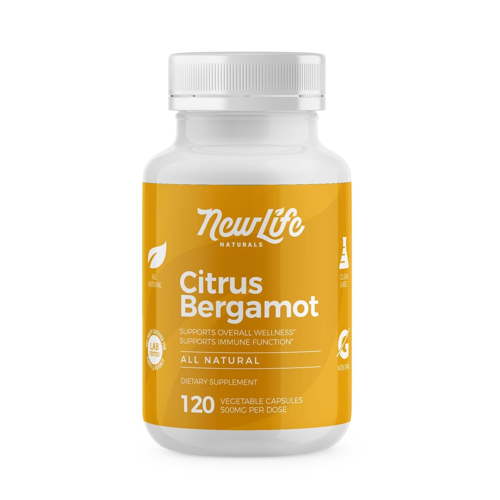 NewLife Naturals Citrus Bergamot Supplementi 500 MG per il supporto al colesterolo- Supplemento al colesterolo - 120 capsule vegetali