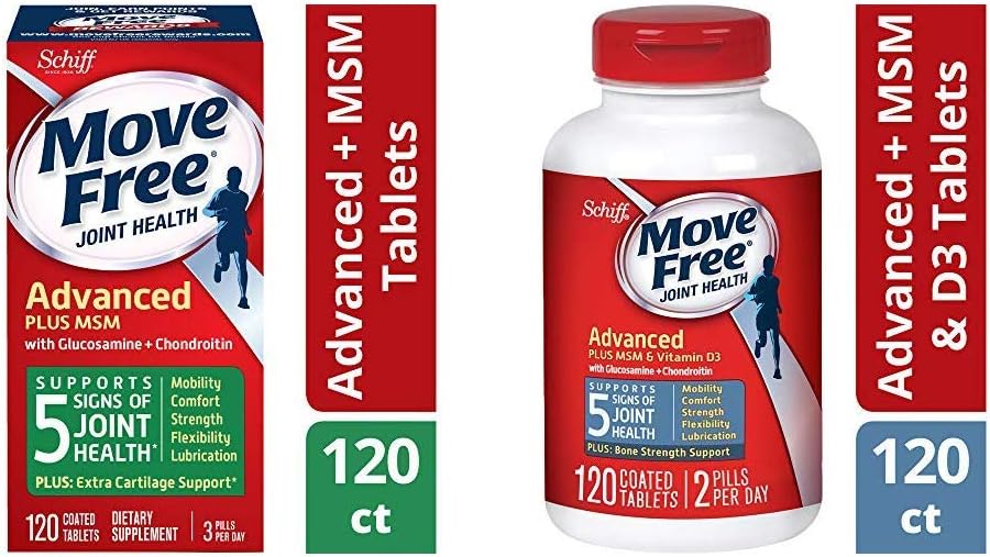 Bewegen Sie kostenlose Glucosamine & Chondroiton Plus MSM Advanced Joint Health Supplement Tablets (120) und Komfort und Glucosamin und Chondroitin Plus MSM & D3 Advanced Joint Health Supplement Tablets(120)