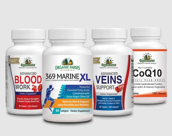 Kit di Circolazione - Sangue + Co-Q10 + 369 Marine XL + Vene - Integratori e Vitamine - Integratori Naturali