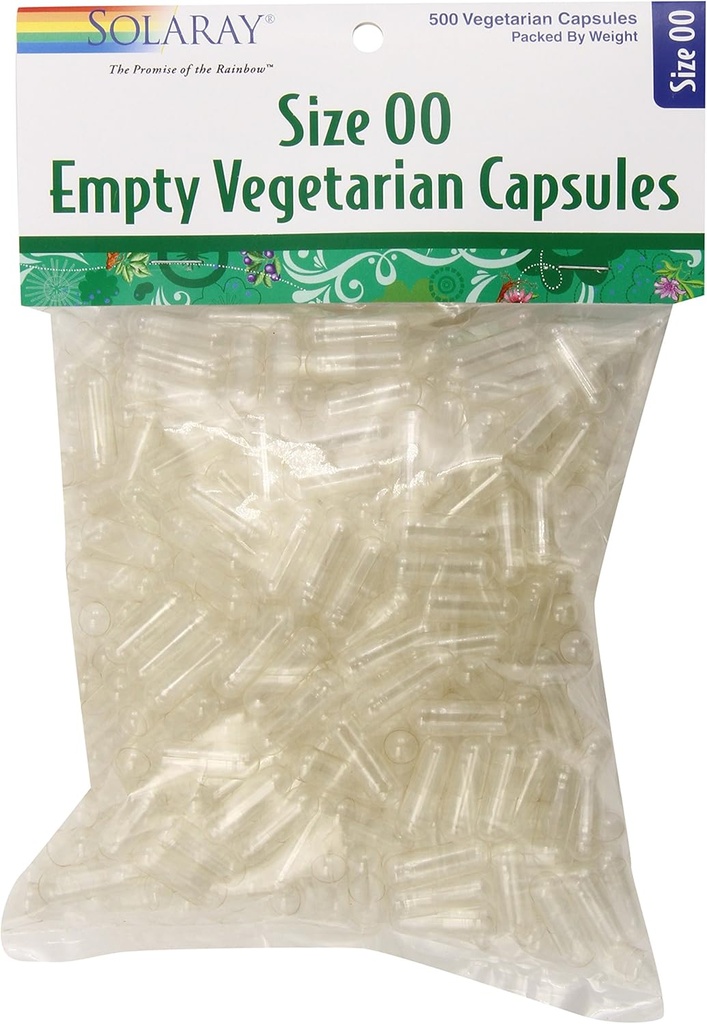 SOLARAY Capsule Vegetariani Vuoti, Dimensioni 00, 500 Conte