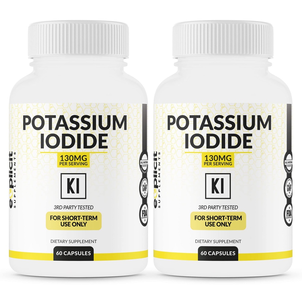 (2 Pack) Kalium-Iodide Kapseln 130mg Dose - 60 Servierungen - Schilddrüsenunterstützung & Verteidigung - KI Kalium-Iodin-Thyroid-Unterstützung Vitamine