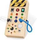 Hoarosall Montessori Holz vollbusige Brett mit 8 LED-Lichtschalter, Sensory Spielzeug Lichtschalter Reise Spielzeug für 1+ Jahre alt Baby und Kleinkind