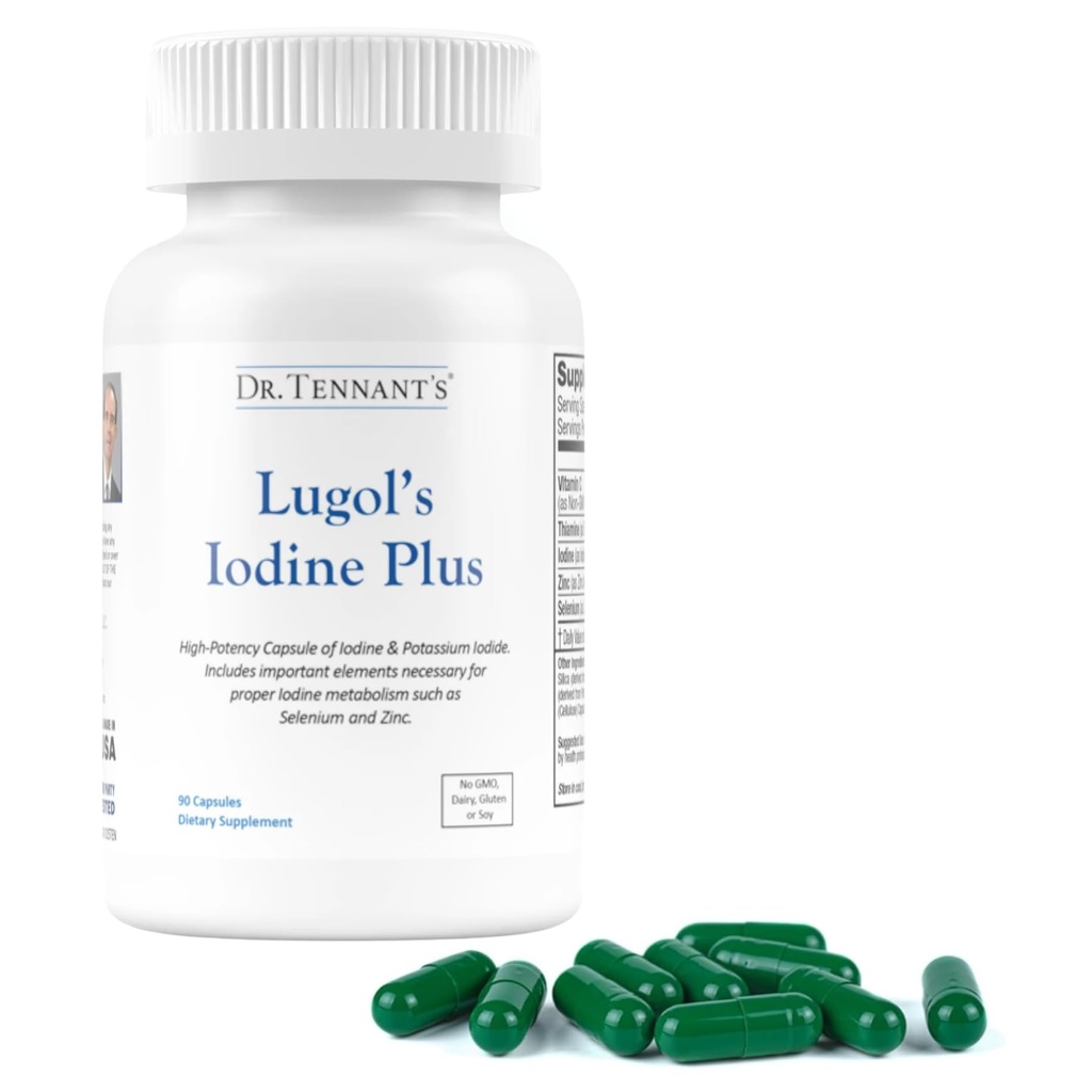L'iode et l'iode de potassium du Dr Tennant avec les Co-Facteurs essentiels Sélénium, Zinc et Acide Fulvic soutient la santé de la thyroïde et du sein