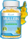 Gommies de 10 en 1 Mullein pour les poumons, Extrait de feuille Mullein avec Bromelain, Quercetin, Magnésium - Soutien Lung Cleanse pour la respiration saine, 60ct