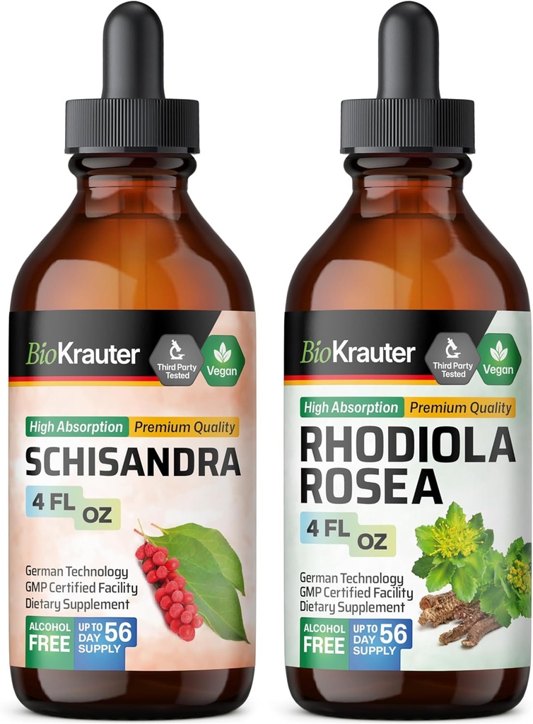 BIO KRAUTER Schisandra Tincture 4 Fl. Oz. & Rhodiola Rosea Tincture 4 Fl Oz.
