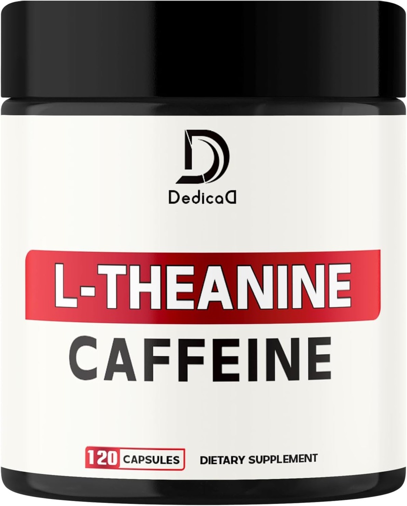 L-teanina 200mg Capsule & Pure Caffeine Pillole 200mg - Smart Smooth Energy Production, Alertness, Cognitive & Focus Clarity Supplement - 120 Capsule per 4 Mesi - Non OGM & Gluten Free