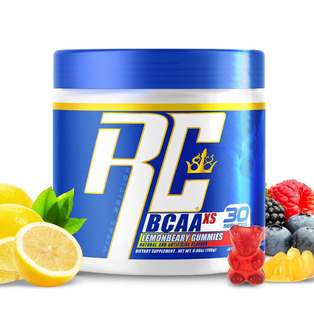 Ronnie Coleman's BCAA XS Pulver mit EAAs, verzweigte Kette Aminosäuren Post Workout Muskel-Recovery, Sugar Free Hydration Drink für Frauen und Männer, Lemonbeary Gummies, 30 Servierungen
