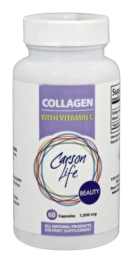 Carson Life Collagen Kapseln mit Vitamin C - 60 Kapseln - Nahrungsergänzungsmittel für Anti-Aging, Immununterstützung, Gesundes Haar, Haut und Nägel - Made in USA (60 Kapseln)