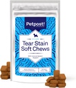 Petpost Tear Stain Remover Soft Chews for Dogs | 90 Count Cheese Flavor Dog Tear Stain Support Supplemento | Gentle Eye Care for White Dogs & Light Breeds | Tylosin Free, Made in USA