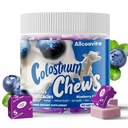 Bovine Colostrum Chews Supplement mit Probiotika für Gut Health, Bloating, Immununterstützung, Haut, Haarwachstum und Schönheit - Blueberry Flavor (60 Servietten)