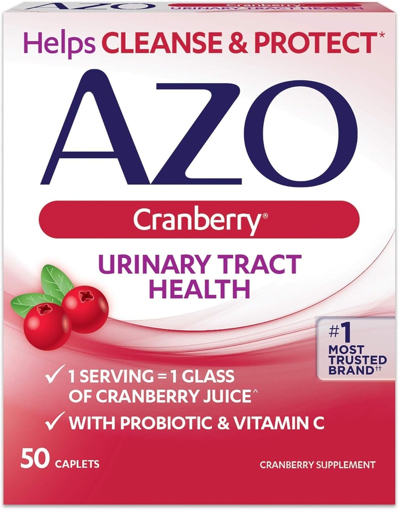 AZO Cranberry Urinary Tract Santé complément alimentaire Caplets - 50 Ct., boîte de 6