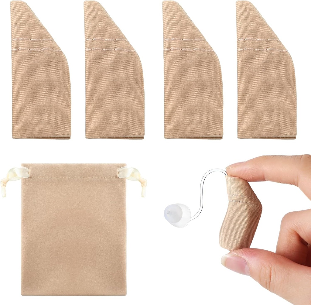 Nuanchu 2 Packs Aide auditive Confort Protection avec sac de rangement Couverture d'aide auditive convient 1" à 1,25" Protéger les amplificateurs de la dirt, de la sueur, du vent (Fits 1" à 1,25", Khaki)