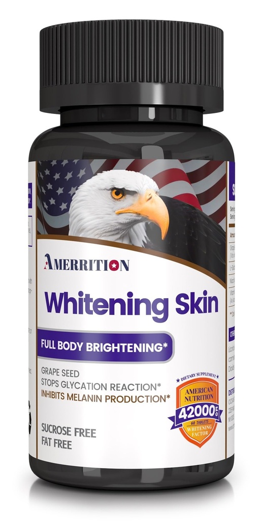Integratore di sbiancamento della pelle Infuso con Estratto di semi di Uva, Glutathione, Vitamina B3, e Vitamina C - 60 Tablet