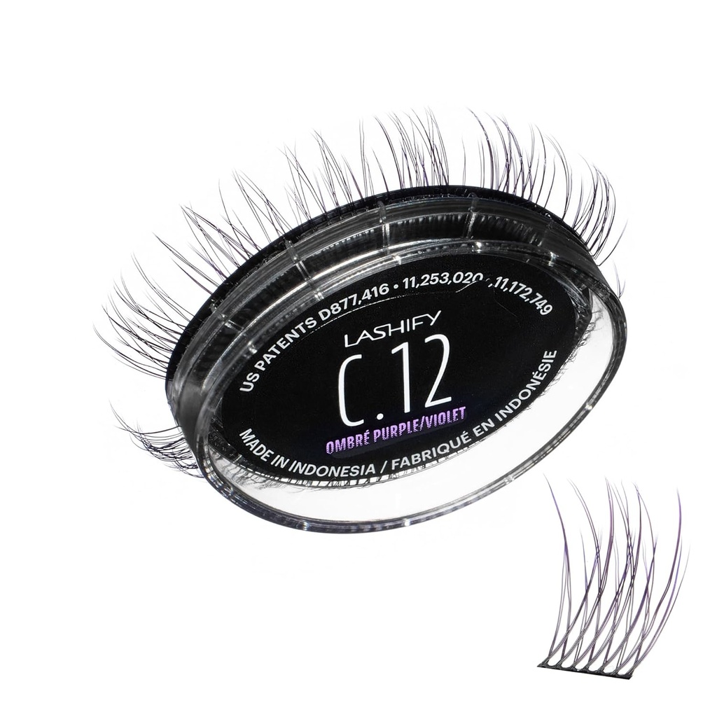 Lashify Curl 12mm Gossamer Extensions de cils Recharger dans Ombre Purple, facile bricolage faux cils pour un look naturel