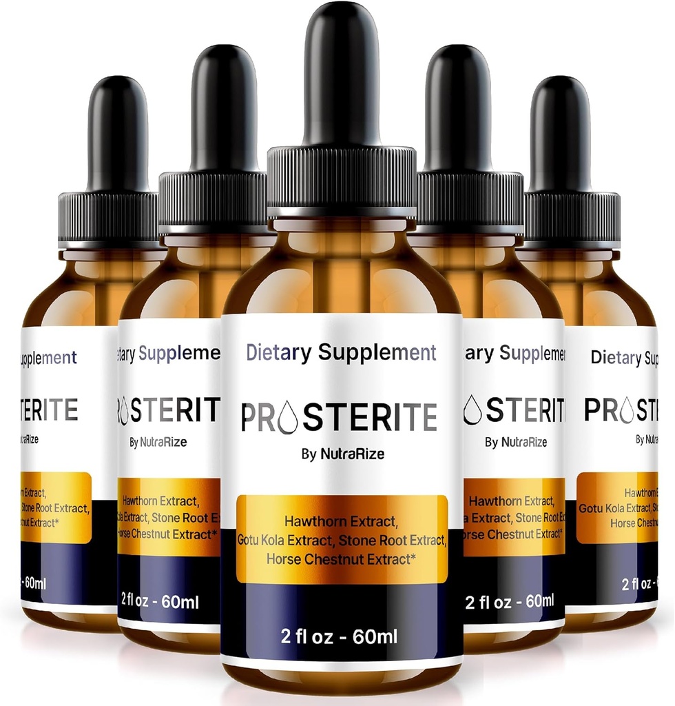 (5 Pack) Prosterite Drops, All Natural Prostate Support Formula, Maximum Strength Dropper for Overall Health and Wellness, Herbal Blend Oral Drop, Proste rite Reviews Official (150 Servings)