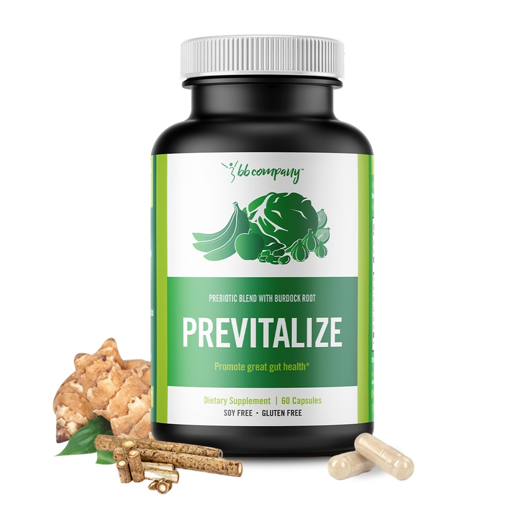 BB Company Previtalize | Präbiotika für Frauen, Präbiotische Faser für Gut Gesundheit, Verdauungsgesundheit | Lebensmittel für gute Probiotika | Ergänzung zu Probiotika & Provitalize | Packaging Vary | 60 Ct