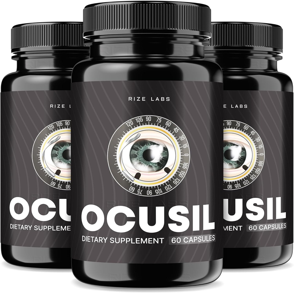 Rize labs Ocusil Capsules, Ocusil Support Eye Supplement, Ocusil Lubricant per migliorare la concentrazione e la messa a fuoco, Ocusil All-Natural Pills for Healthy Eyes (180 Capsules) (Pack of 3)