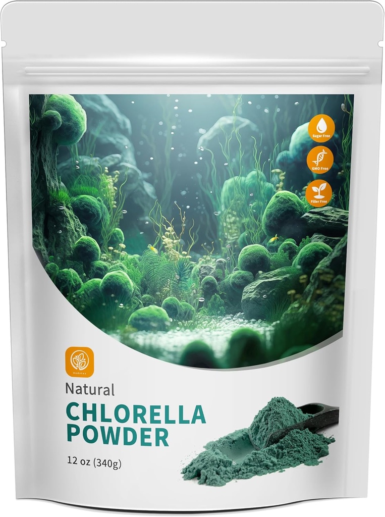 Chlorella Pulver Natürlich mit 12 oz - Chlorophyll-Pulver, unterstützt Immunsystem & Liver Funktion, Halten Sie Jugend, Vegan, reich an Vegan Protein und Vitamine.