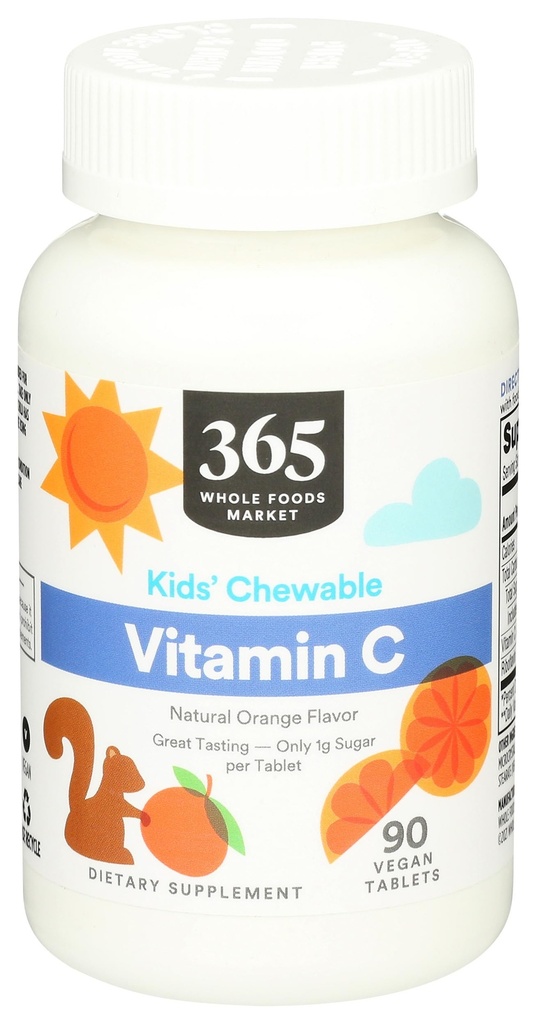 365 von Whole Foods Market, Kid' Chewable Vitamin C, Natural Orange Flavor, Vegan, 90 Count