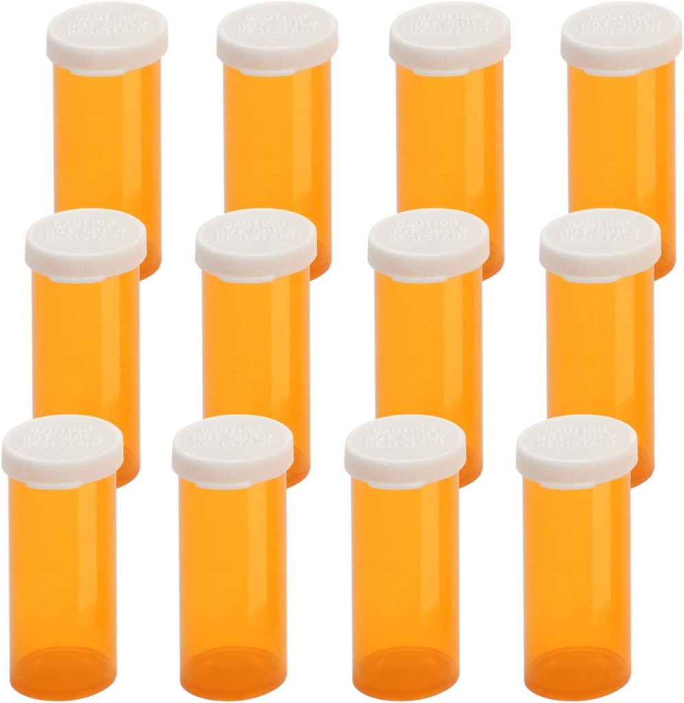 Bouteilles de pilules en plastique vide avec capsules à snap ouvertes (non résistantes aux enfants), flacons de médicaments d'ordonnance, contenants clairs Organisateurs de cas de pilule (6 Dram, 12pcs)