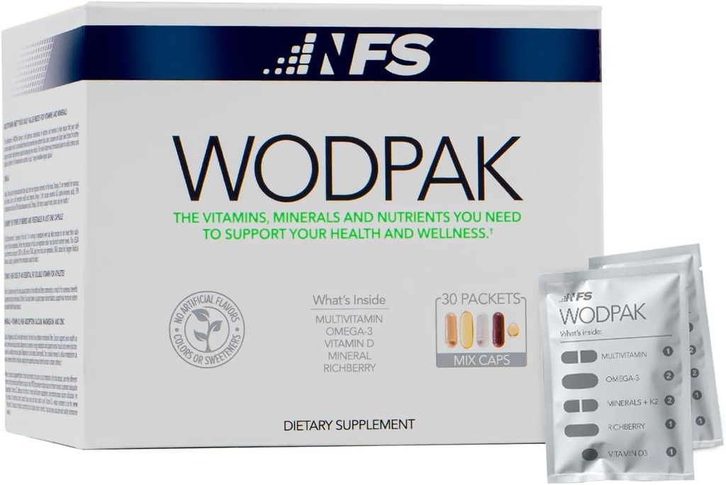 NF Sports WodPak Pacchetto completo giornaliero di vitamina Multivitamina per gli uomini e le donne, Morbido-Gel Berry-aromaed Multivitaminici con vitamina D, vitamina D3, zinco, Omega 3, 30 Serve (pacchetto di 1)