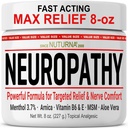 Neuropathy Nerve Relief Cream - Veloce agisce Max Rilievo per le mani dei piedi Gambe Toes Back - Ultra Strength Menthol Arnica Aloe Vera MSM, Soothing Natural Nerve Comfort Relief, Super Large 8 oz
